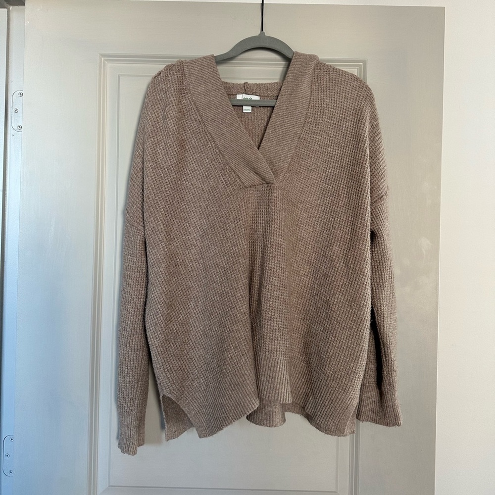 Hooded V-Neck Sweater